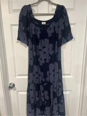 Wilfred Aritzia Alma Navy Floral Midi/MaxiDress